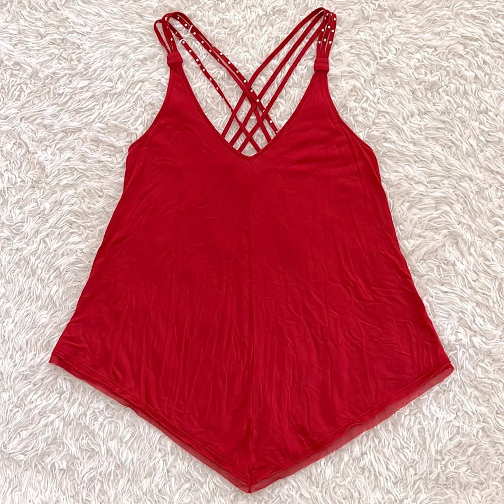 Candies Tank Top Red Gold Party Festival Size Medium - Picture 10 of 13